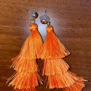 Orange fun tassel earrings